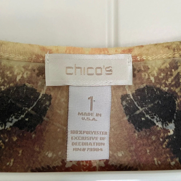 NWOT | Chico’s women’s patterned beaded neckline blouse — medium - Picture 4 of 6